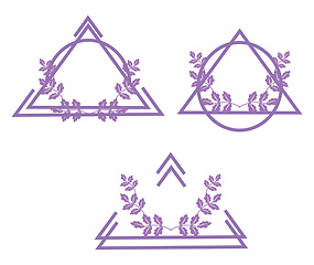 Image showing Ornament with geometrical shapes and flower vector or color illu