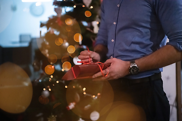 Image showing new year and christmas office party close up