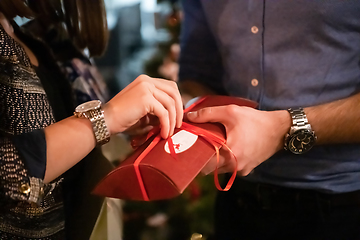 Image showing new year and christmas office party close up