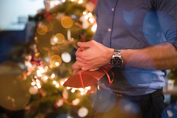 Image showing new year and christmas office party close up