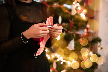 Image showing new year and christmas office party close up