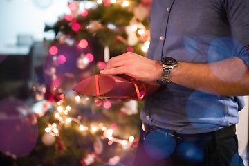 Image showing new year and christmas office party close up