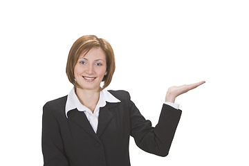 Image showing Businesswoman presenting something