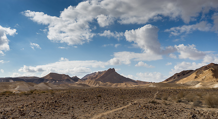 Image showing Trekking in Negev dramatic stone desert, Israel 