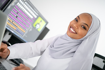 Image showing afro american modern  muslim woman