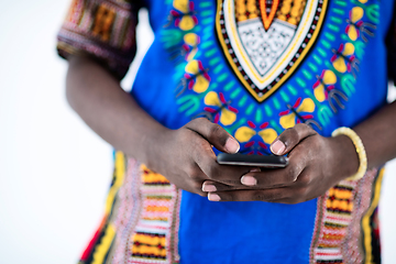 Image showing african man on phone