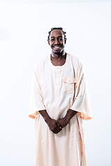 Image showing handsome african black man in traditional  clothes