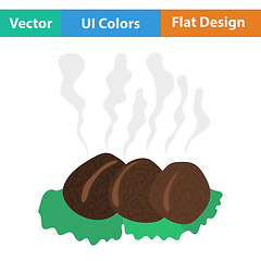 Image showing Flat design icon of Smoking cutlet on plate