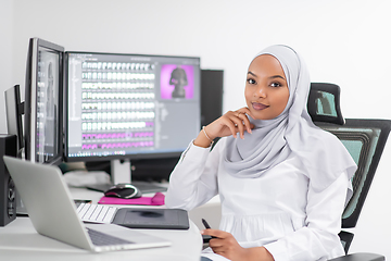 Image showing afro american modern  muslim woman