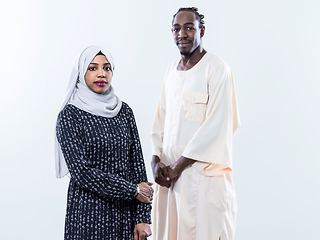 Image showing portrait of  young african muslim couple