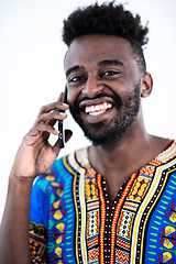 Image showing african man on phone