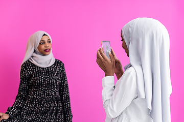 Image showing girls taking self portrait