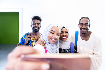 Image showing african students group taking a selfie