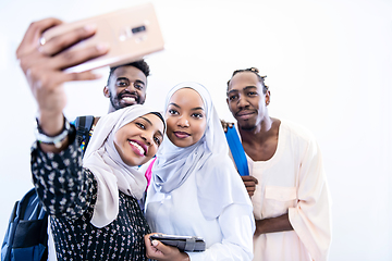 Image showing african students group taking a selfie