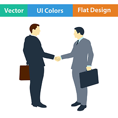 Image showing Flat design icon of Meeting businessmen