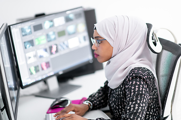 Image showing afro american modern  muslim woman