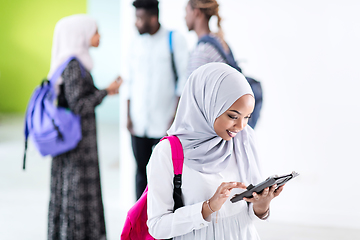 Image showing african female student with group of friends