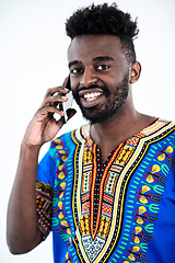 Image showing african man on phone