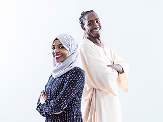 Image showing portrait of  young african muslim couple