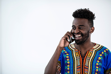 Image showing african man on phone