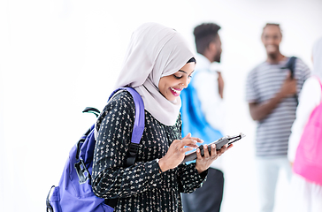 Image showing african female student with group of friends