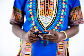 Image showing african man on phone