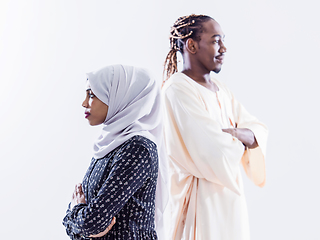 Image showing portrait of  young african muslim couple