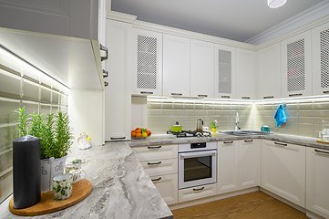 Image showing White kitchen in classic style