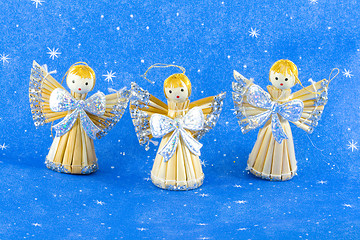 Image showing Straw Christmas Angels