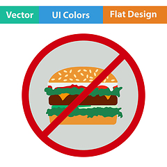 Image showing Flat design icon of Prohibited hamburger