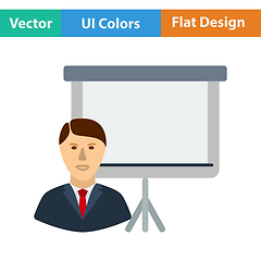 Image showing Flat design icon of Coach businessman