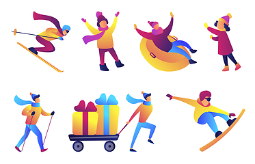 Image showing Winter fun and sports vector illustrations set.