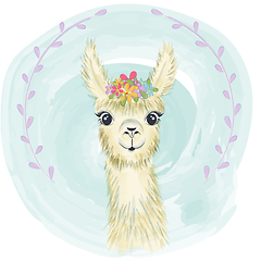 Image showing Happy cute little llama smiling