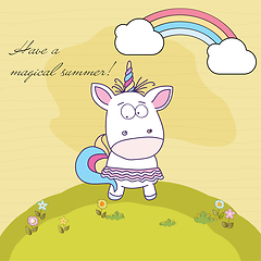 Image showing Have a magical summer. Cool poster with unicorn