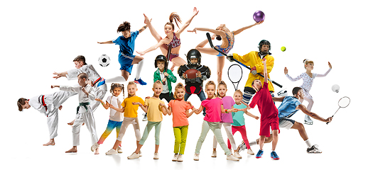 Image showing Creative collage of childrens in sport