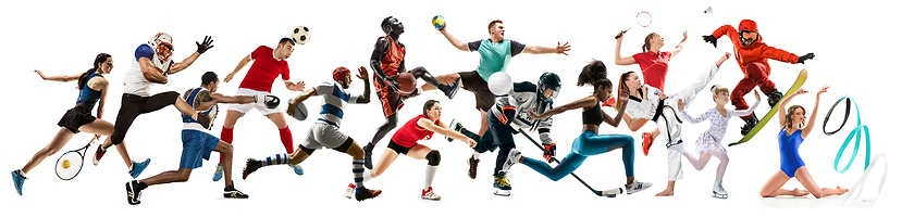 Image showing Creative collage of childrens and adults in sport