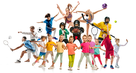 Image showing Creative collage of childrens in sport