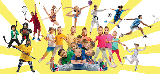 Image showing Creative collage of childrens in sport