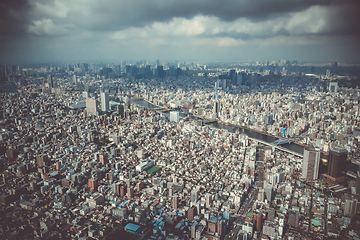 Image showing Tokyo city skyline aerial view, Japan