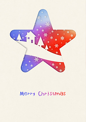 Image showing Merry Christmas rainbow winter card