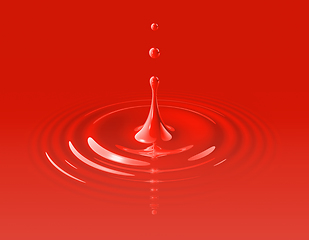 Image showing Red paint drop and ripple