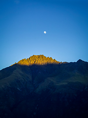 Image showing Moon on New Zealand Mountains