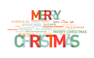 Image showing Merry christmas text card from the world