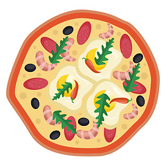 Image showing Salami-shrimp pizzaPrint