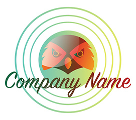 Image showing Orange owl inside green circle with blank text vector logo desig