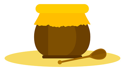 Image showing Clipart of a jar with honey and a honey stick vector or color il