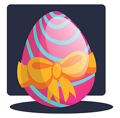 Image showing Decorated easter egg with a bow illustration web vector on a whi