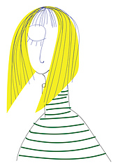 Image showing A blonde girl wearing a striped sweater vector or color illustra