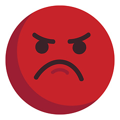 Image showing Angry red emoticon unhappy illustration color vector on white ba