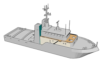 Image showing Simple cartoon of a white  navy battle ship vector illustration 